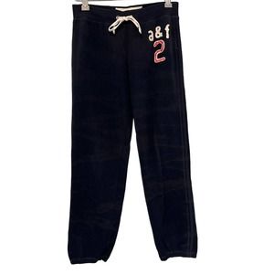 Abercrombie Kids‎ Black Sweatpants Size Large Textured on front Logo Pre-owned